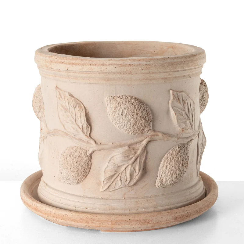 Pot en terre cuite avec relief de citron (Cylindrique)