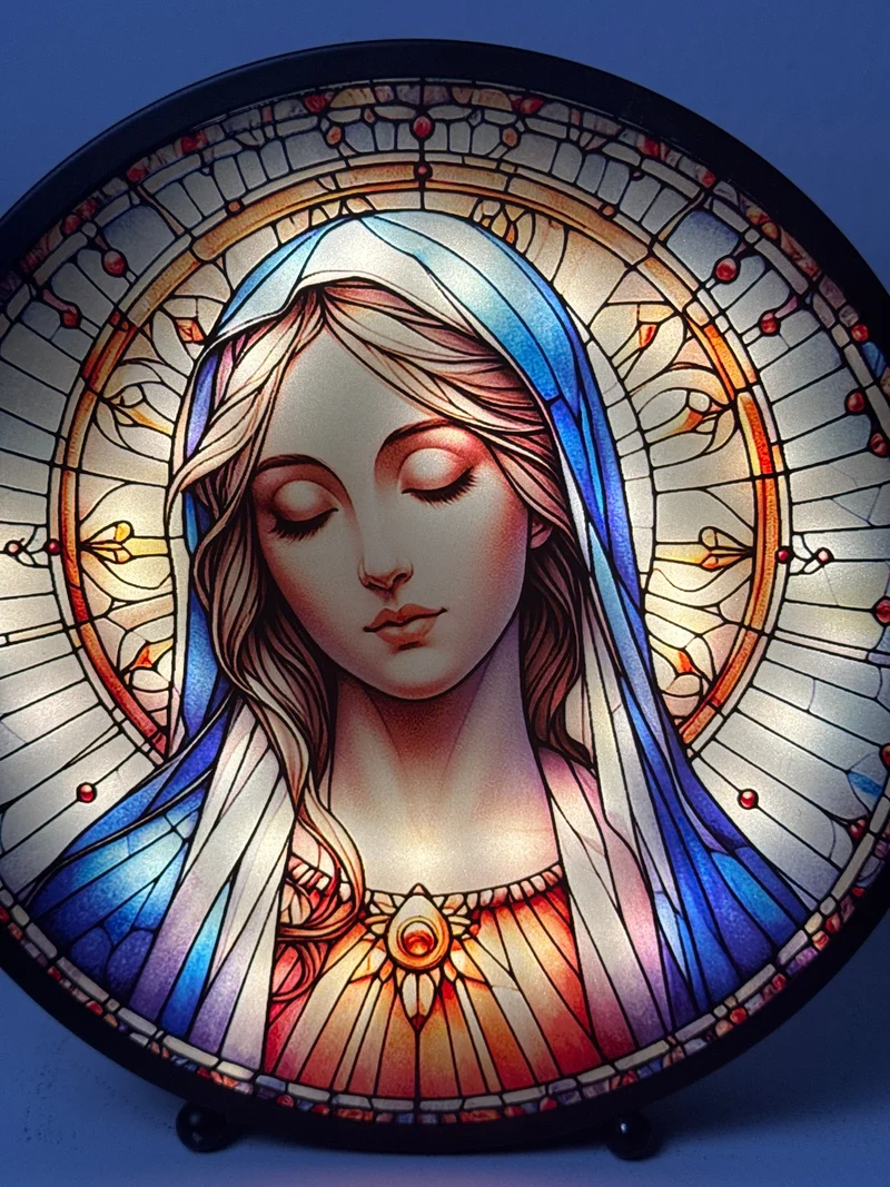 Sculpture Lumineuse de la Vierge Marie – Panneau de Lumière pour Prière