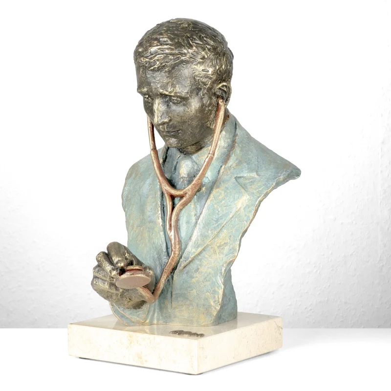 Sculpture Médecin par Anglada sur Base en Marbre
