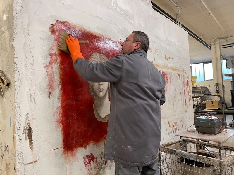 Peinture Fresque Renaissance : Profil d’une statue masculine