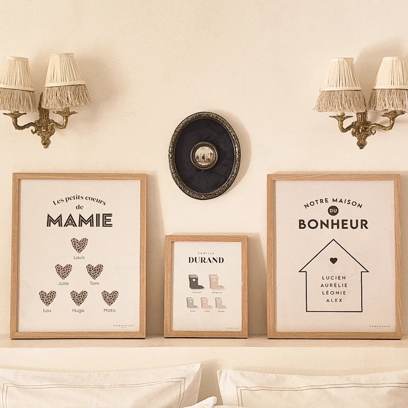 Affiche encadrée personnalisée Bottes Famille
