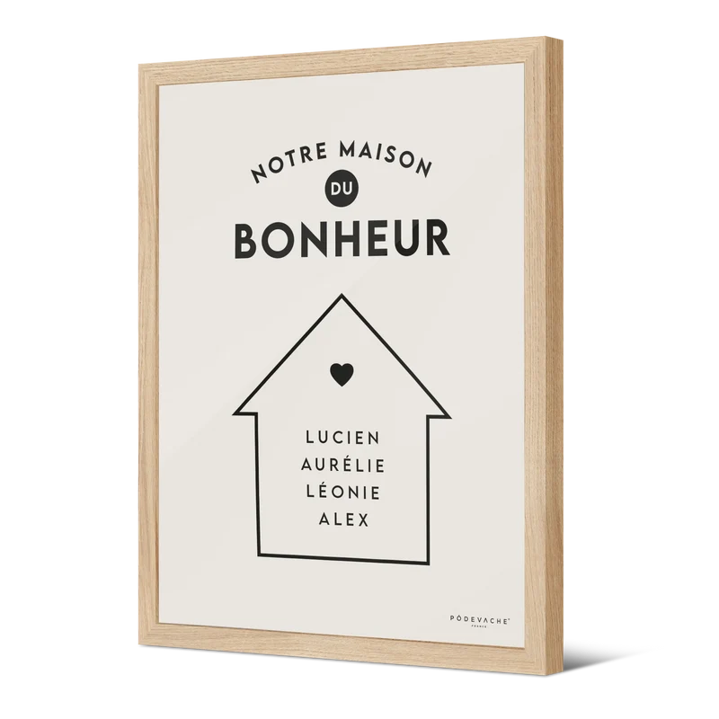 Affiche encadrée personnalisée Notre Maison du Bonheur
