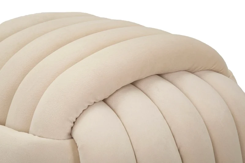 Pouf en velours crème – Siège d'appoint rembourré Sofy