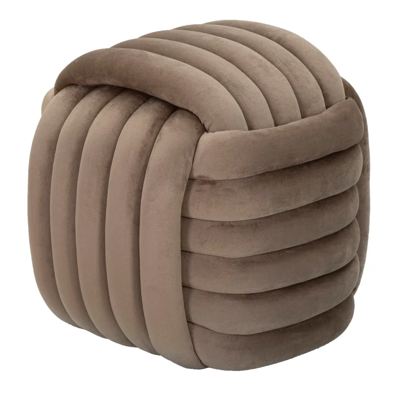 Pouf en velours gris – Siège d'appoint rembourré Sofy
