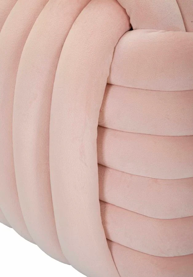 Pouf en velours rose – Siège d'appoint rembourré Sofy
