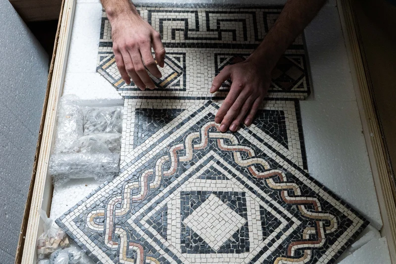 Mosaïque Tapis géométrique - en marble
