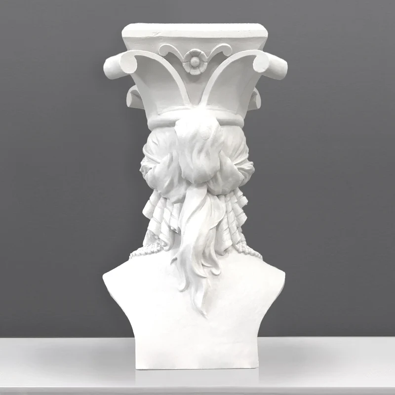 Piédestal Caryatide - grande sculpture en marbre blanc