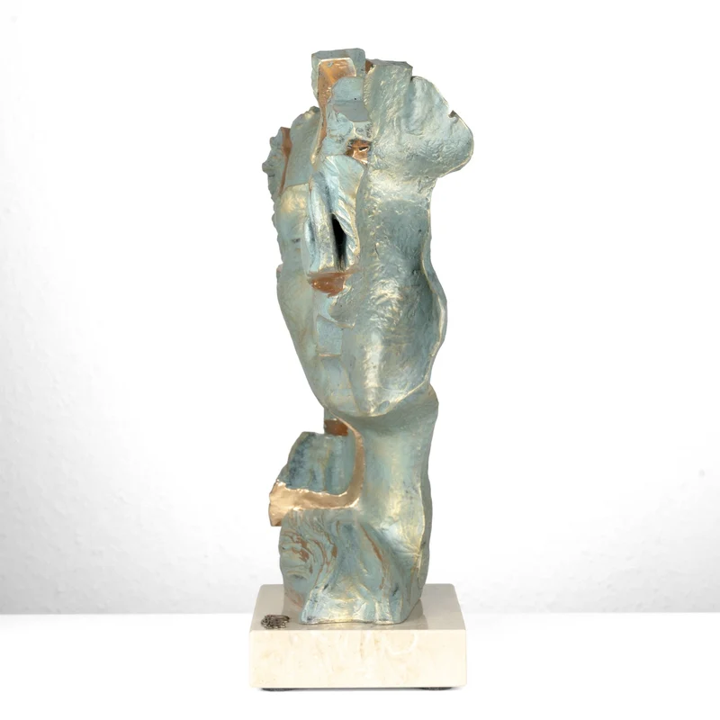 Sculpture Amants « Approaching Kiss » par Anglada sur Base en Marbre