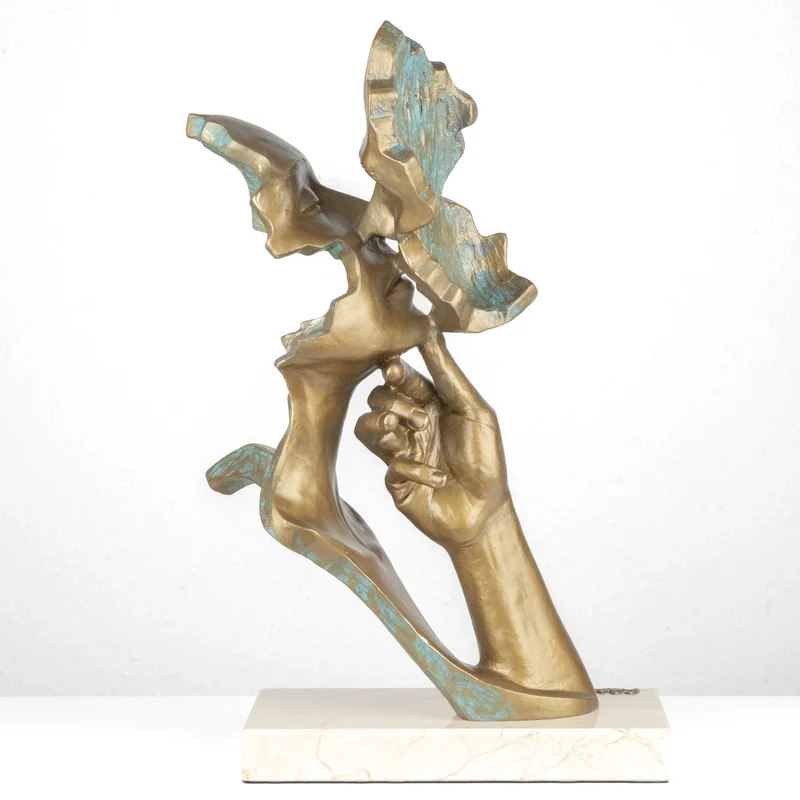 Sculpture Amants « Warmth » par Anglada sur Base en Marbre