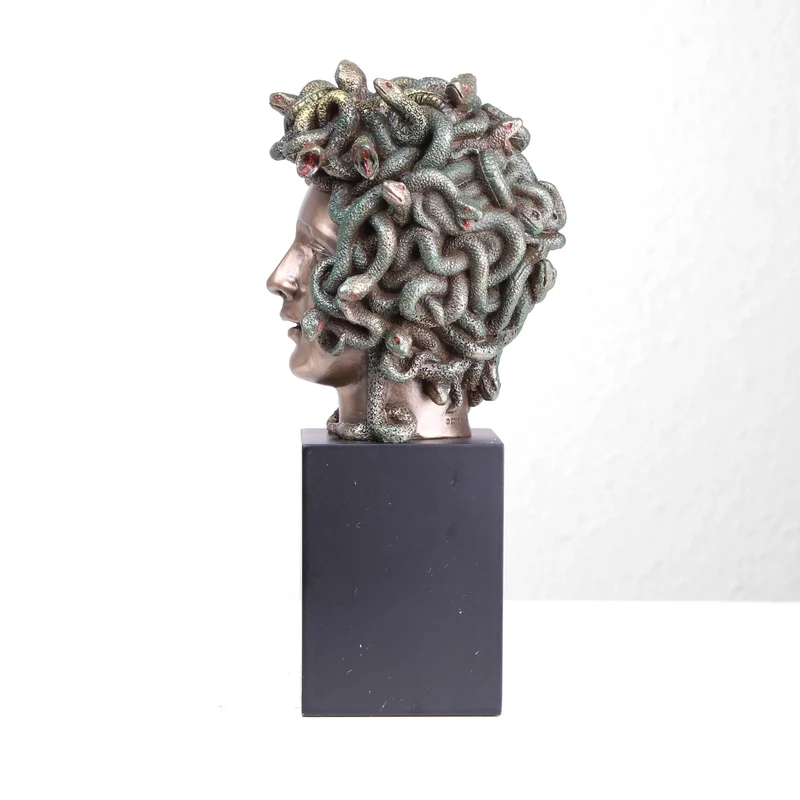 Sculpture Tête de Méduse en Bronze (Statue en bronze coulé à froid)