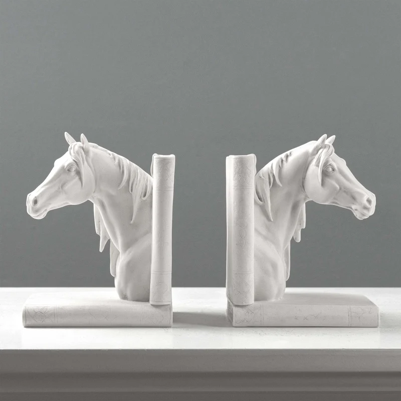 Serre-livres tête de cheval – Paire de bustes équestres