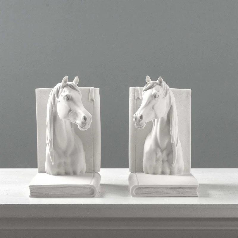 Serre-livres tête de cheval – Paire de bustes équestres