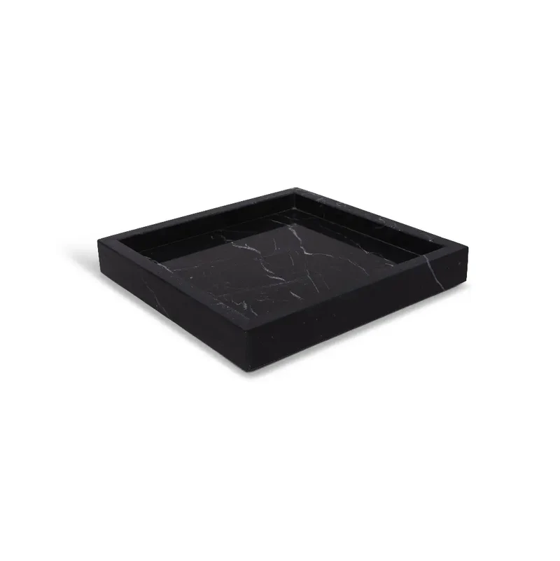 Plateau Carré en Marbre avec Bords (Noir)
