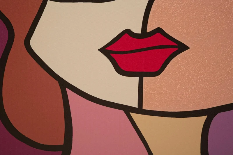 Peinture sur toile abstraite et colorée avec visage Boho