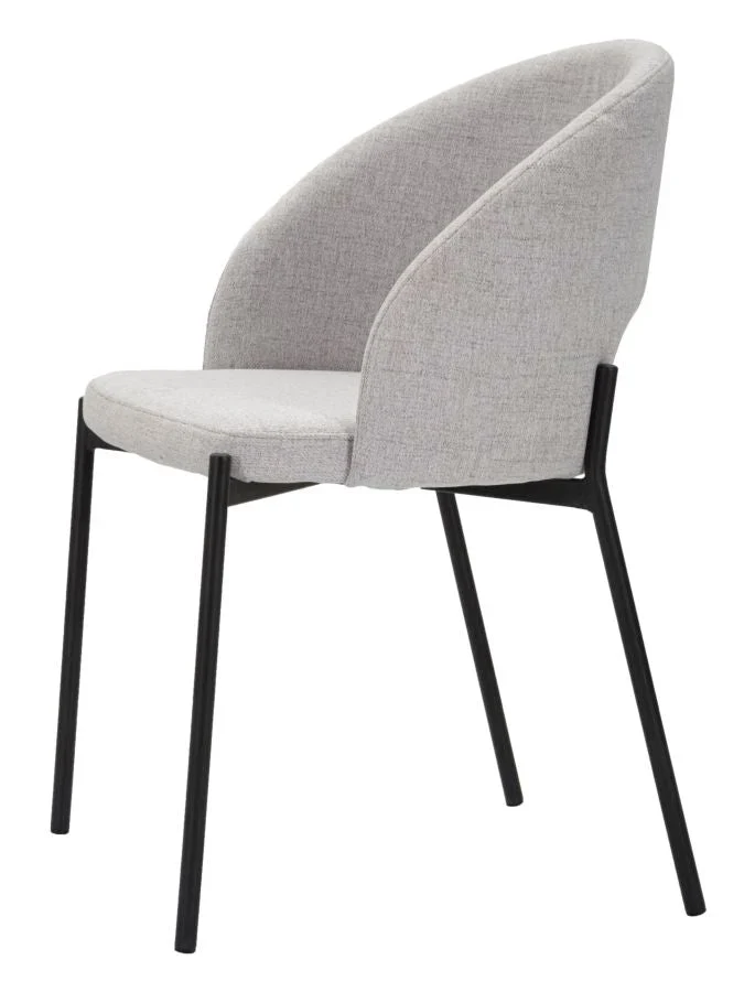 Paire de chaises grises avec pieds en métal noir, design années 70