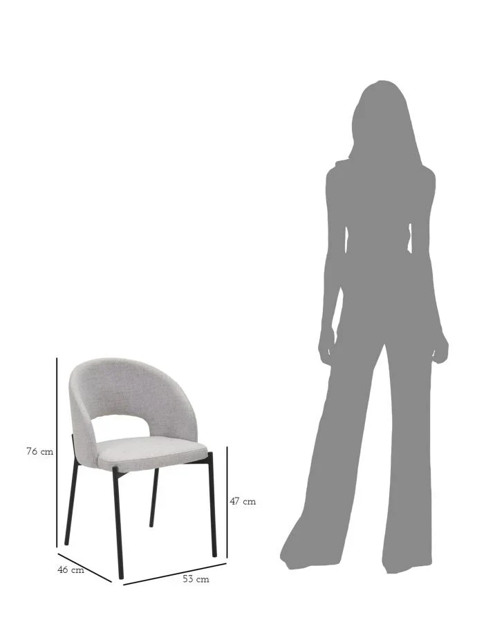 Paire de chaises grises avec pieds en métal noir, design années 70