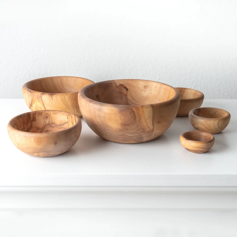 Set de Bols en Bois d’Olivier Fait Main (6 Pièces)