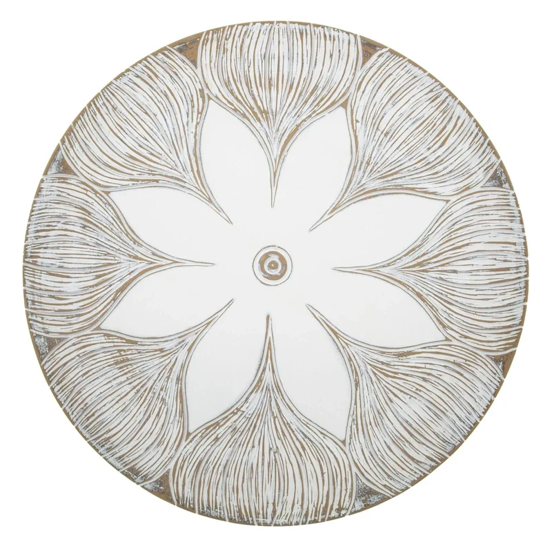 Plateau décoratif blanc avec motif de fleurs
