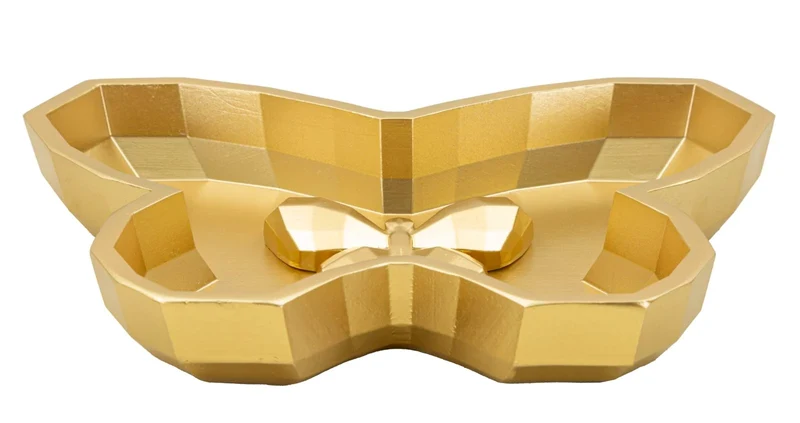 Plateau doré en forme de papillon – Objet décoratif