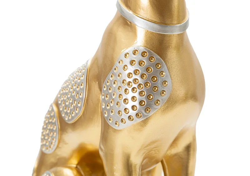 Sculpture de chien assis doré (décoration moderne)