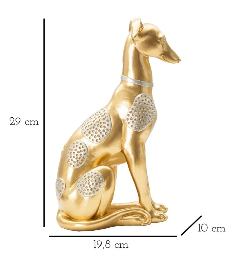 Sculpture de chien assis doré (décoration moderne)
