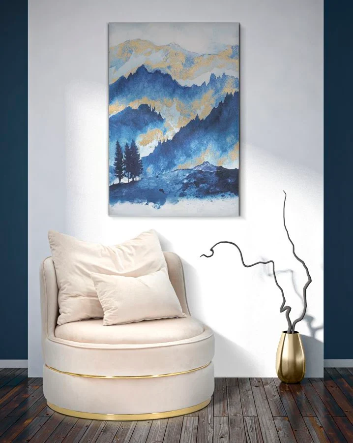 Peinture abstraite sur toile de la montagne bleue