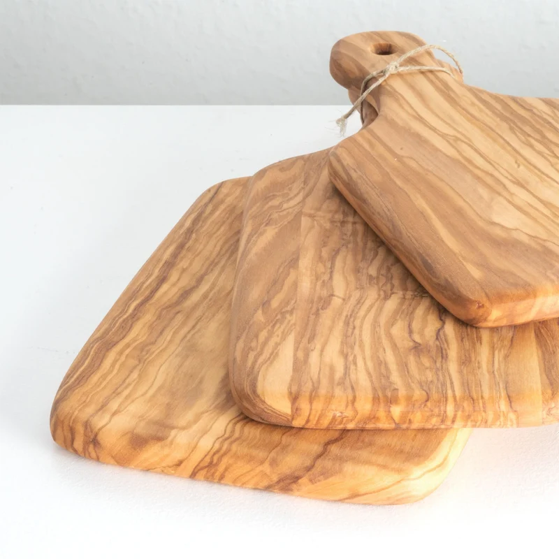 Set de Planches à Découper – Coffret Cadeau – Bois d’Olivier Fait Main (3 Pièces)