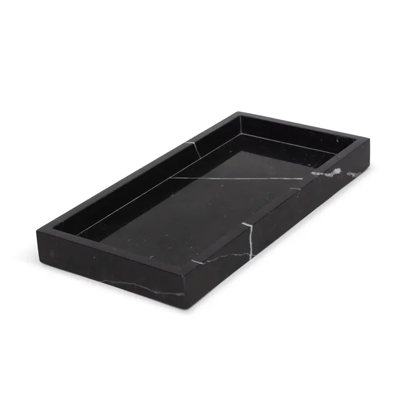Plateau Rectangulaire en Marbre avec Bords (Noir)