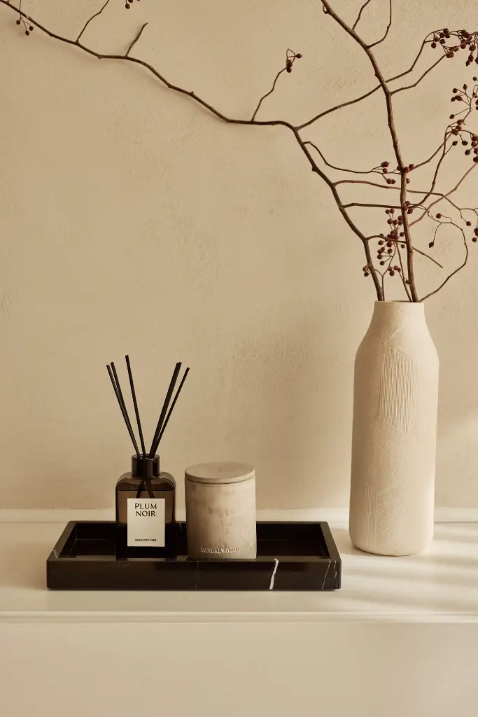 Plateau Rectangulaire en Marbre avec Bords (Noir)