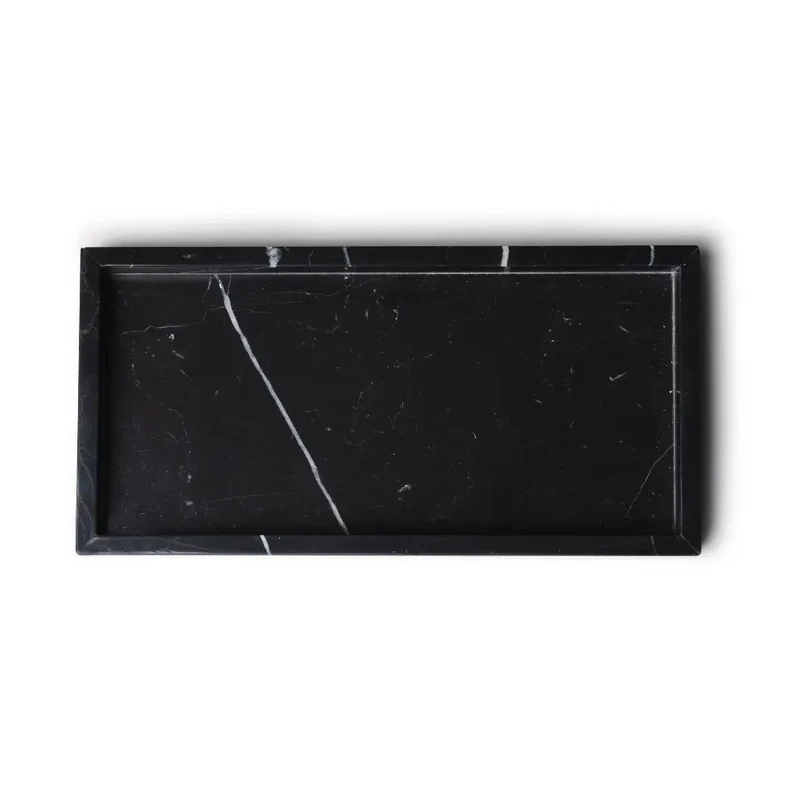 Plateau Rectangulaire en Marbre avec Bords (Noir)