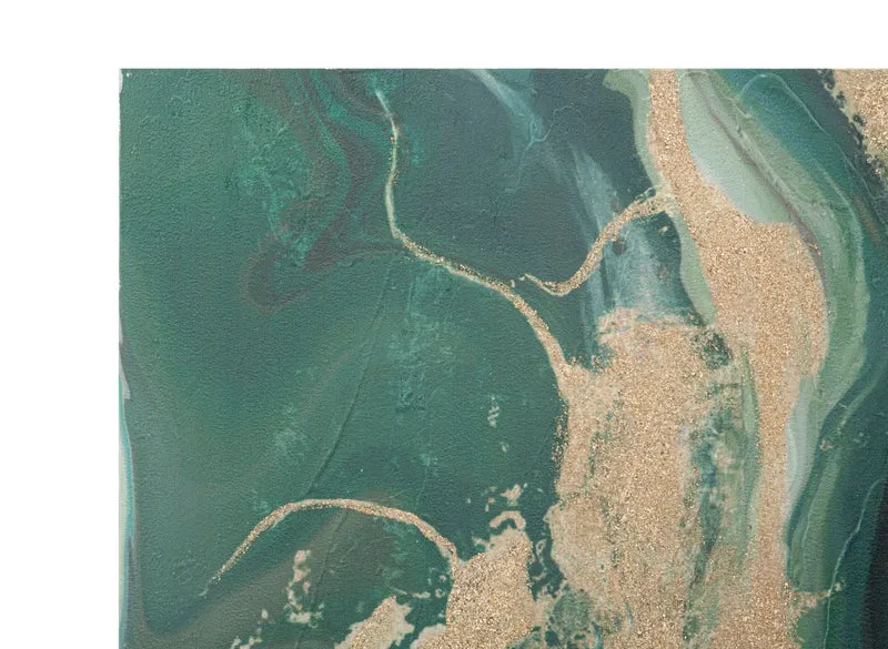 Peinture sur toile en marbre vert et doré