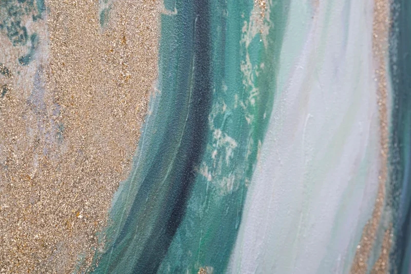 Peinture sur toile en marbre vert et doré
