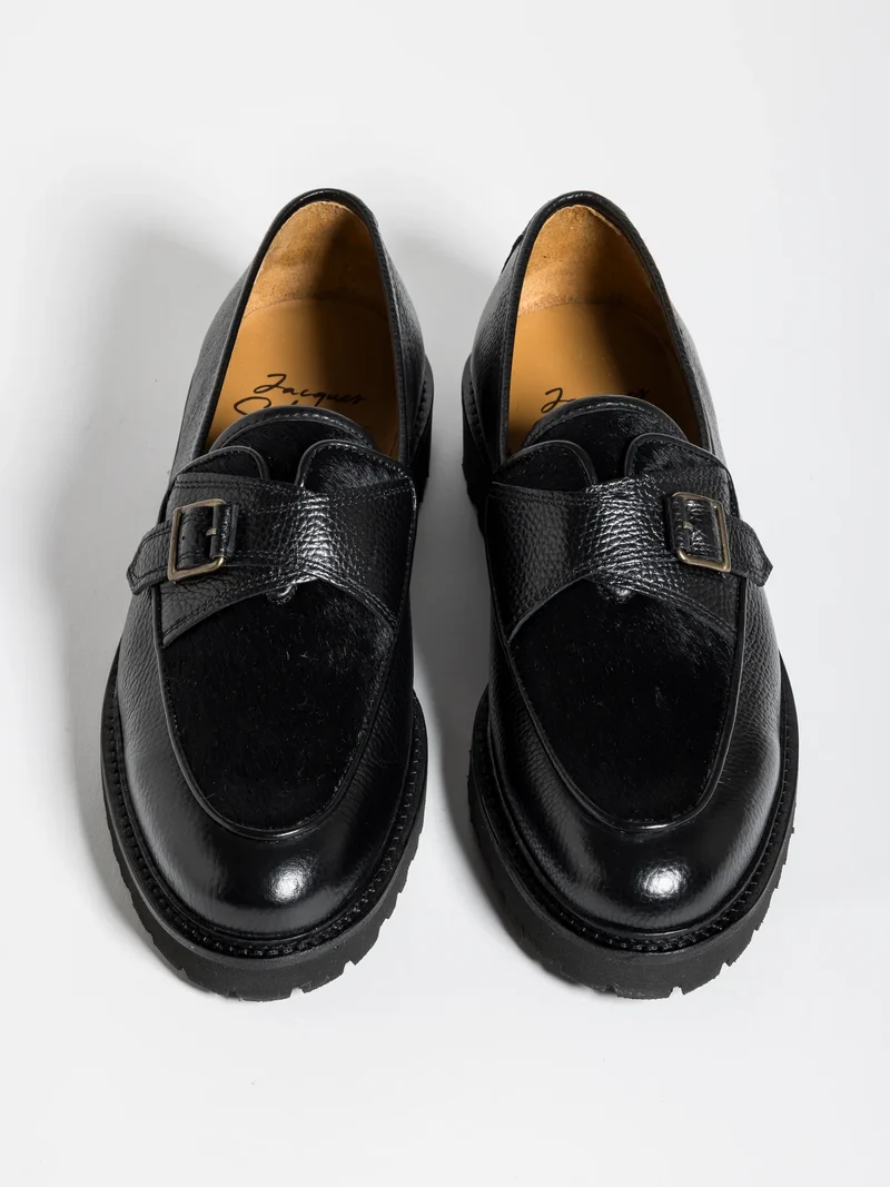 TOMMY LUG HAIRY CALF BLACK