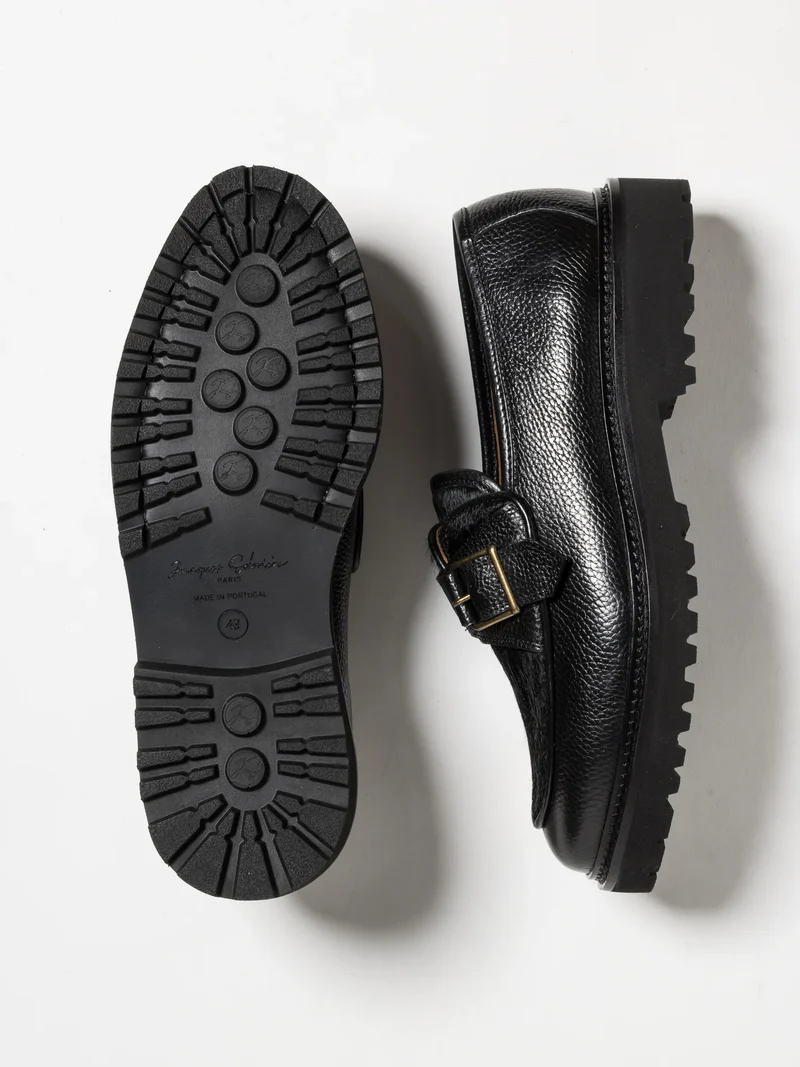 TOMMY LUG HAIRY CALF BLACK