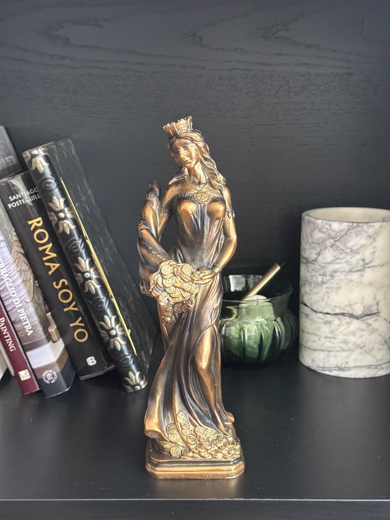 Sculpture de Fortuna – Déesse de la Chance et de la Richesse (Laiton Patiné Noir)
