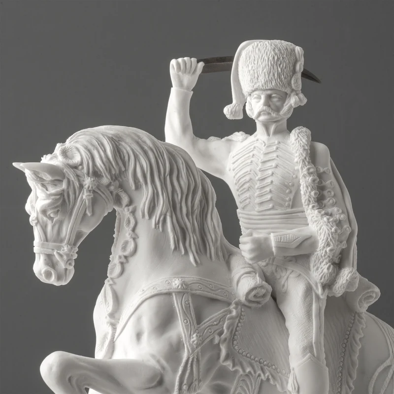 Sculpture de hussard monté – Cavalerie du XIXe siècle