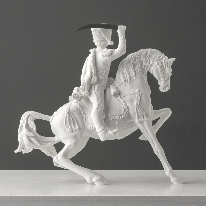 Sculpture de hussard monté – Cavalerie du XIXe siècle