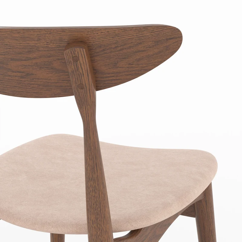 Lot de 2 chaises pour ilot central Josette 63,5 cm en tissu beige et bois d'hévéa foncé