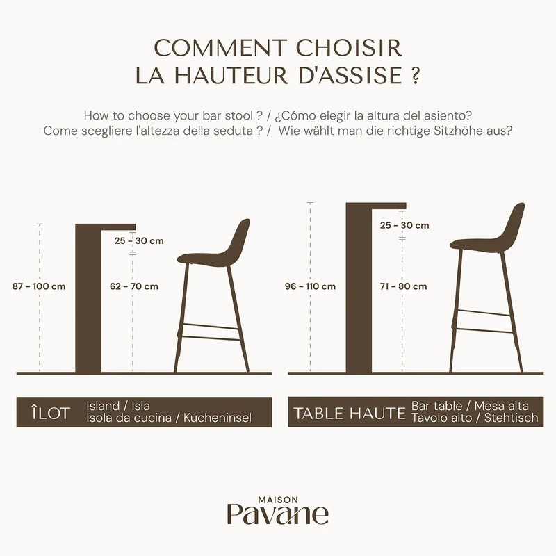 Lot de 2 chaises pour ilot central Josette 63,5 cm en cuir synthétique noir et bois d'hévéa