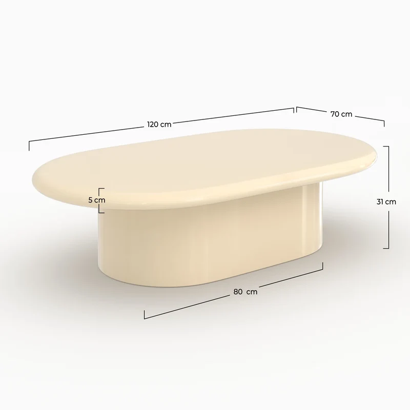 Table basse ovale Sia laquée blanche en MDF, 120 cm