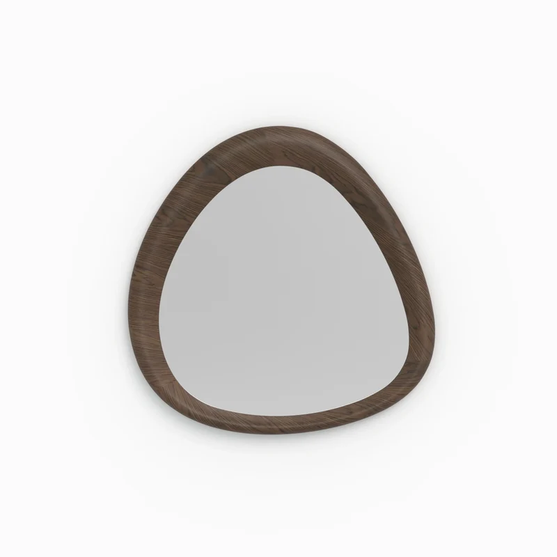 Miroir organique Yoko en placage noyer, D100 cm