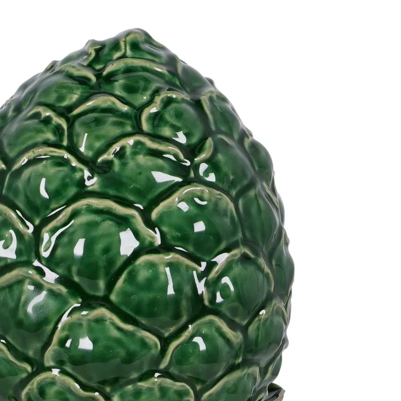 Pomme de pin décorative en céramique verte