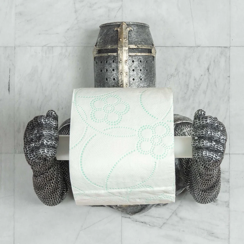 Porte Rouleau de Papier Toilette Chevalier Templier (Sculpture en Resine)