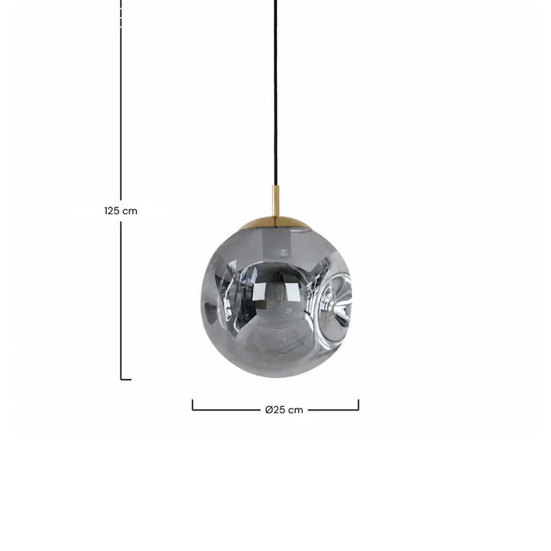 Suspension Brume chrome en verre D25 cm