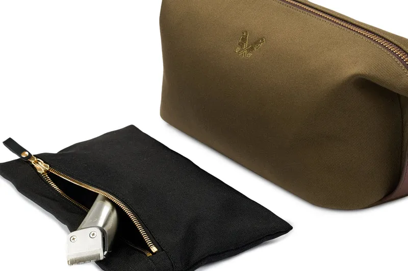 Canvas Wash Bag / Dopp Kit - Olive