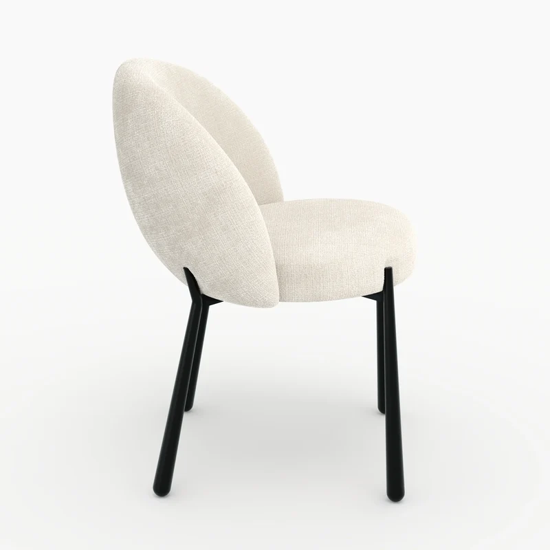 Lot de 2 chaises Pulpy en velours chenillé écru et métal noir