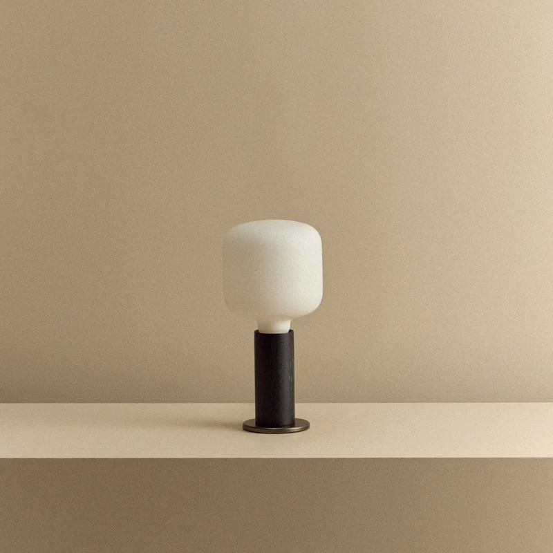 Knuckle Table Lamp in Blackened Oak + Oblo