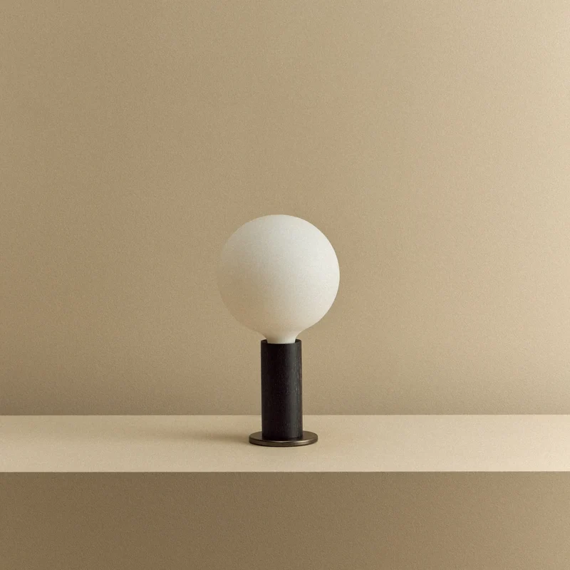 Knuckle Table Lamp in Blackened Oak + Sphere IV