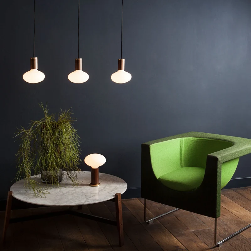 Oval Dim-to-Warm Pendant Light in Walnut