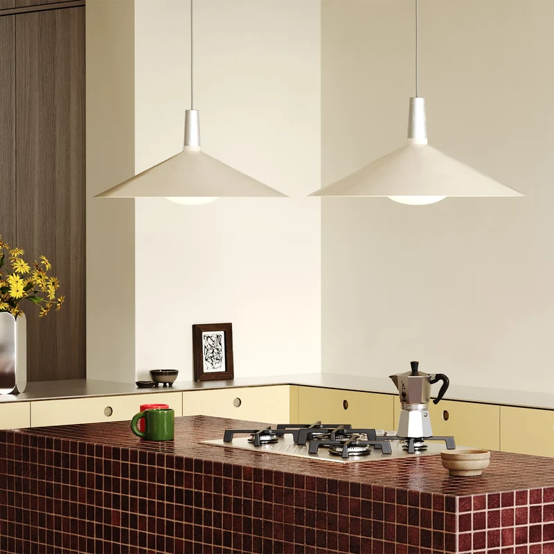 Bower Pendant Light Large in Oyster White + Oval II